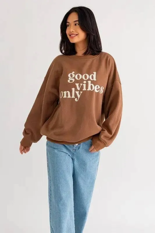 Good Vibes Embroidered Oversized Sweatshirt