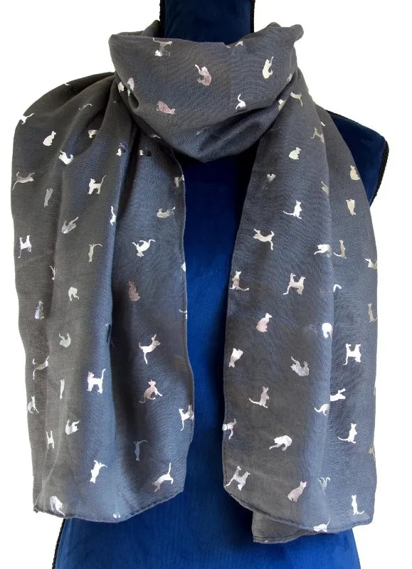 Grey Biccari Cat Foil Scarf