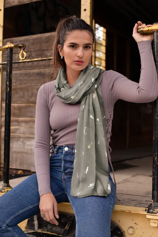 Grey Biccari Cat Foil Scarf