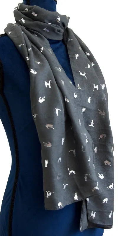 Grey Biccari Cat Foil Scarf