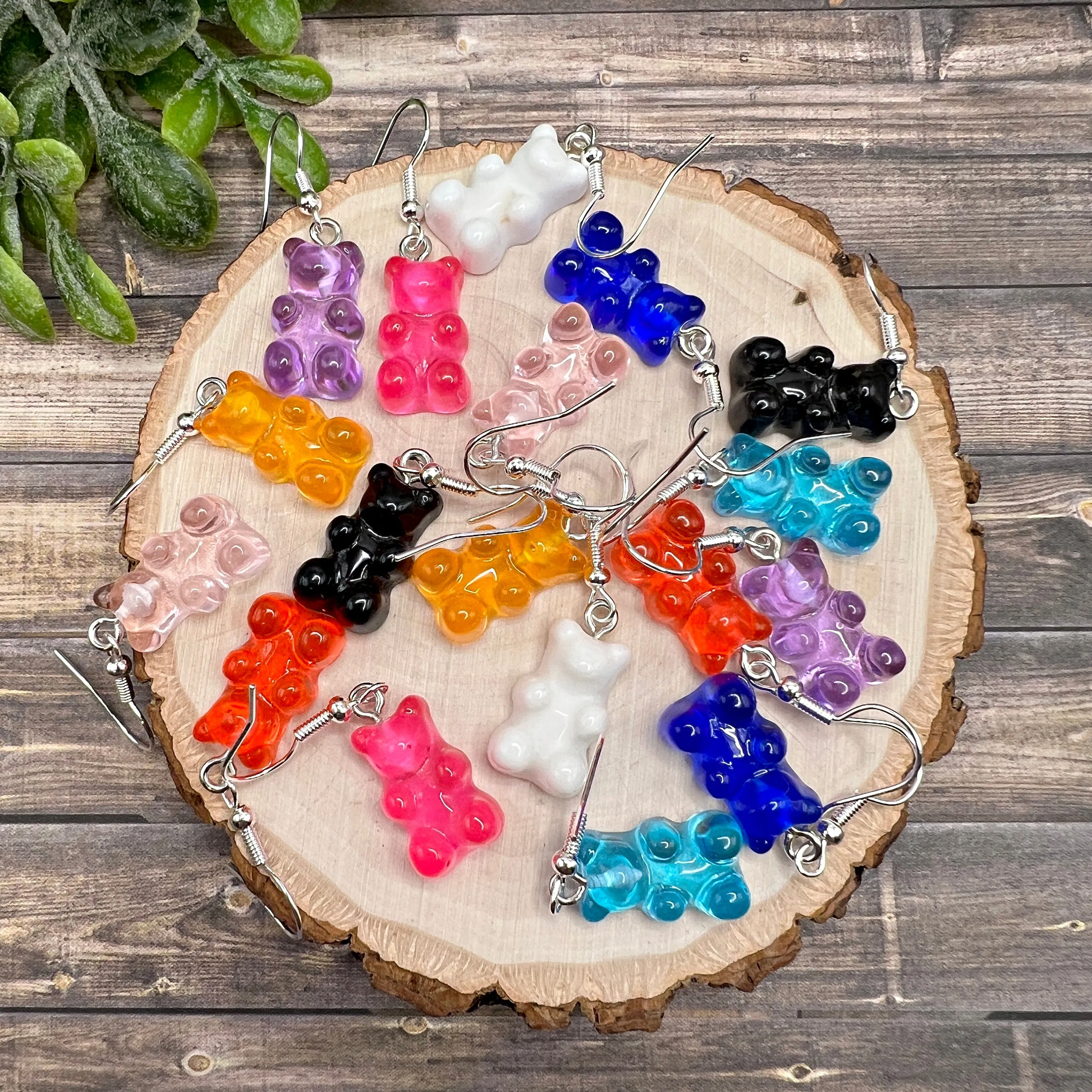 Gummy Bear Miniature Candy  Earrings, Hypoallergenic Colorful Food Gift - Clearance