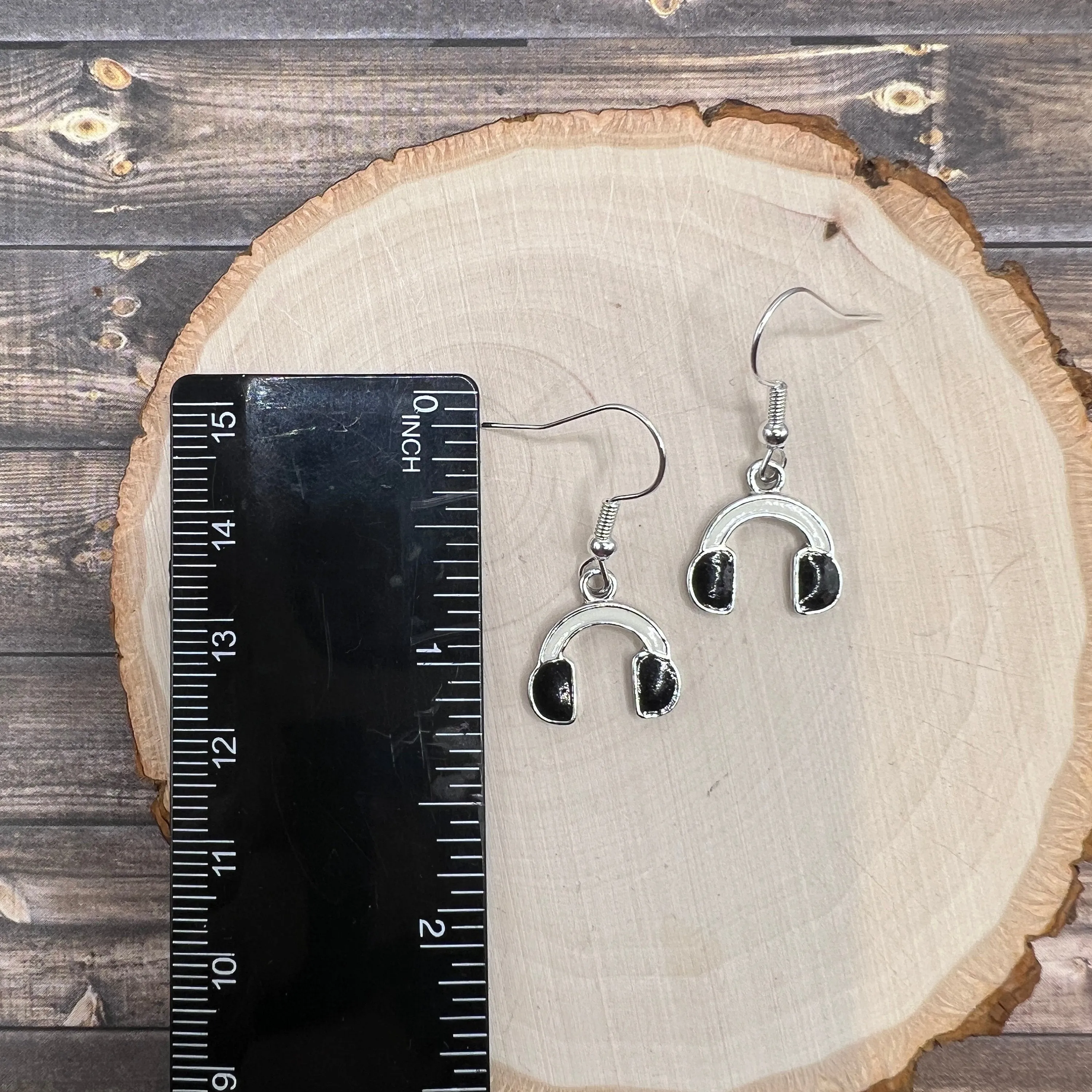 Headphones Earphones Music Earrings, Bluetooth, Musical Gift, Hypoallergenic, Painted Enamel Petite  Earrings