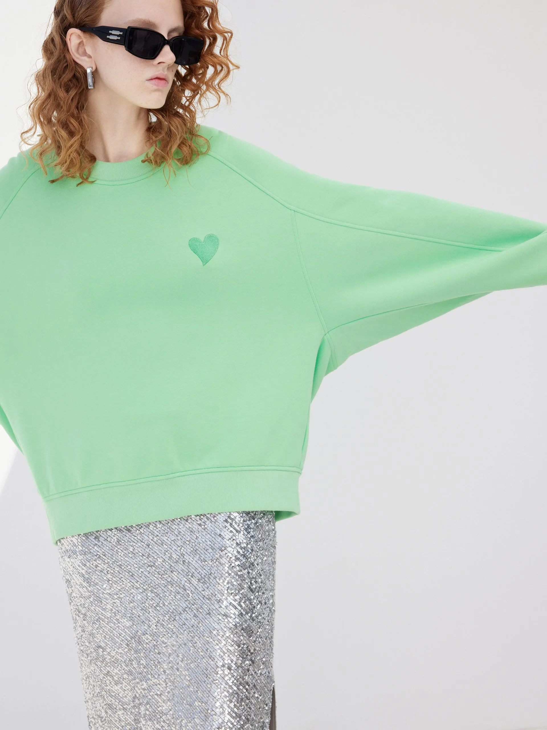 Heart Pattern Cotton Sweatshirt