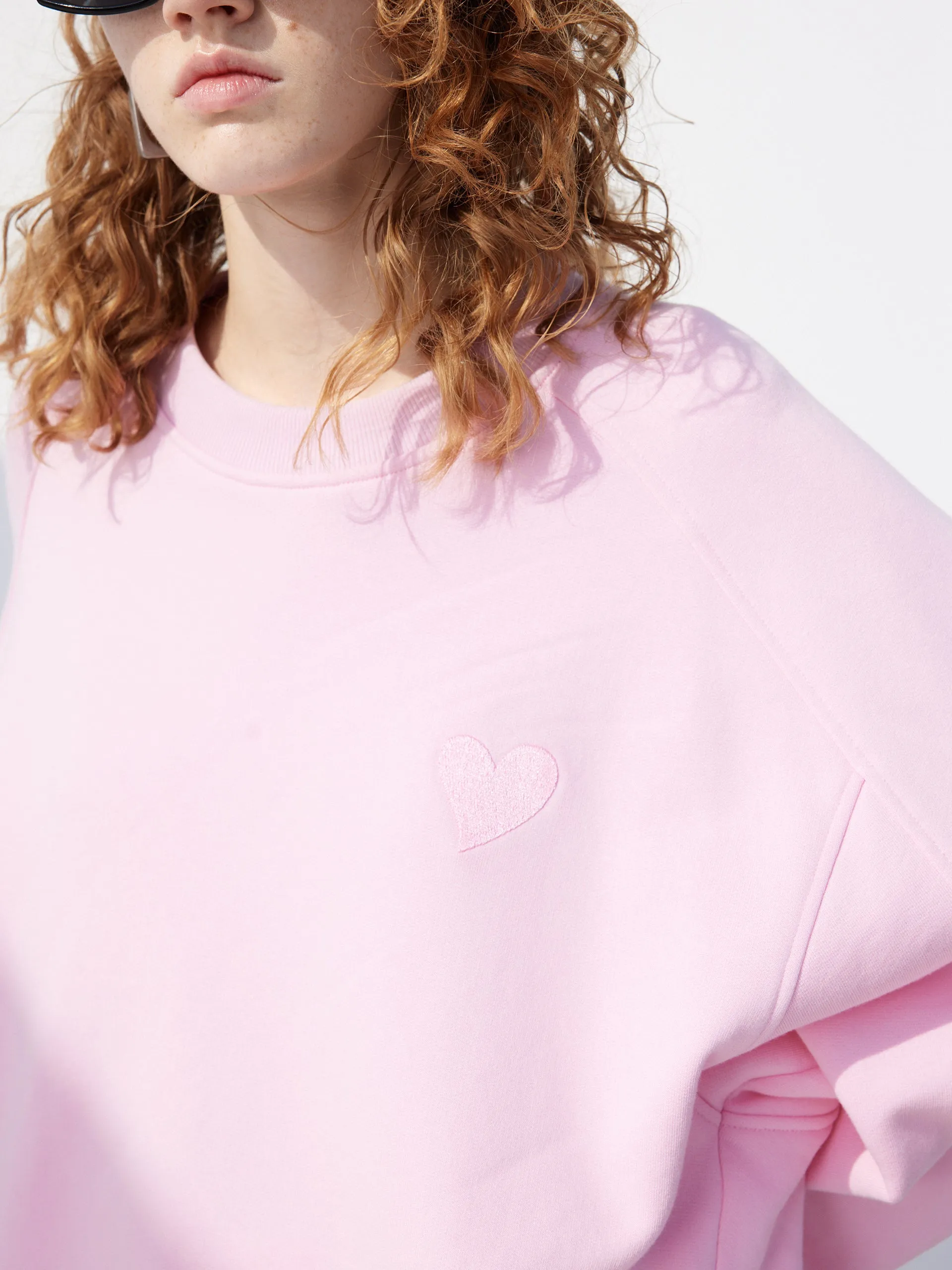 Heart Pattern Cotton Sweatshirt