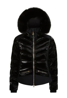 High Society Alyssa Black Down Ski Jacket with Fur Hood