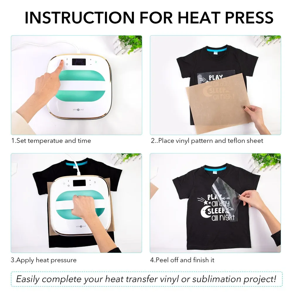 [HTV Bundle] T shirt Heat Press Machine-10"X10" Great Valued  Bundle(20rolls HTV vinyl-20colors   Heat Press Mat ≥$86)