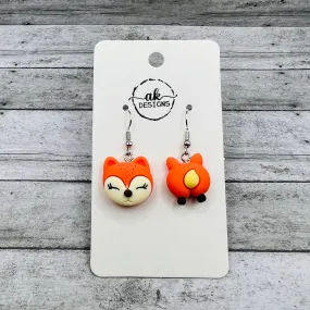 Hypoallergenic Kawaii Fox Mismatched Face and Butt  Earrings - Clearance