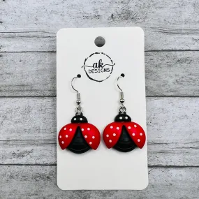 Hypoallergenic Ladybug Resin  Earrings Cartoon Bold Colorful