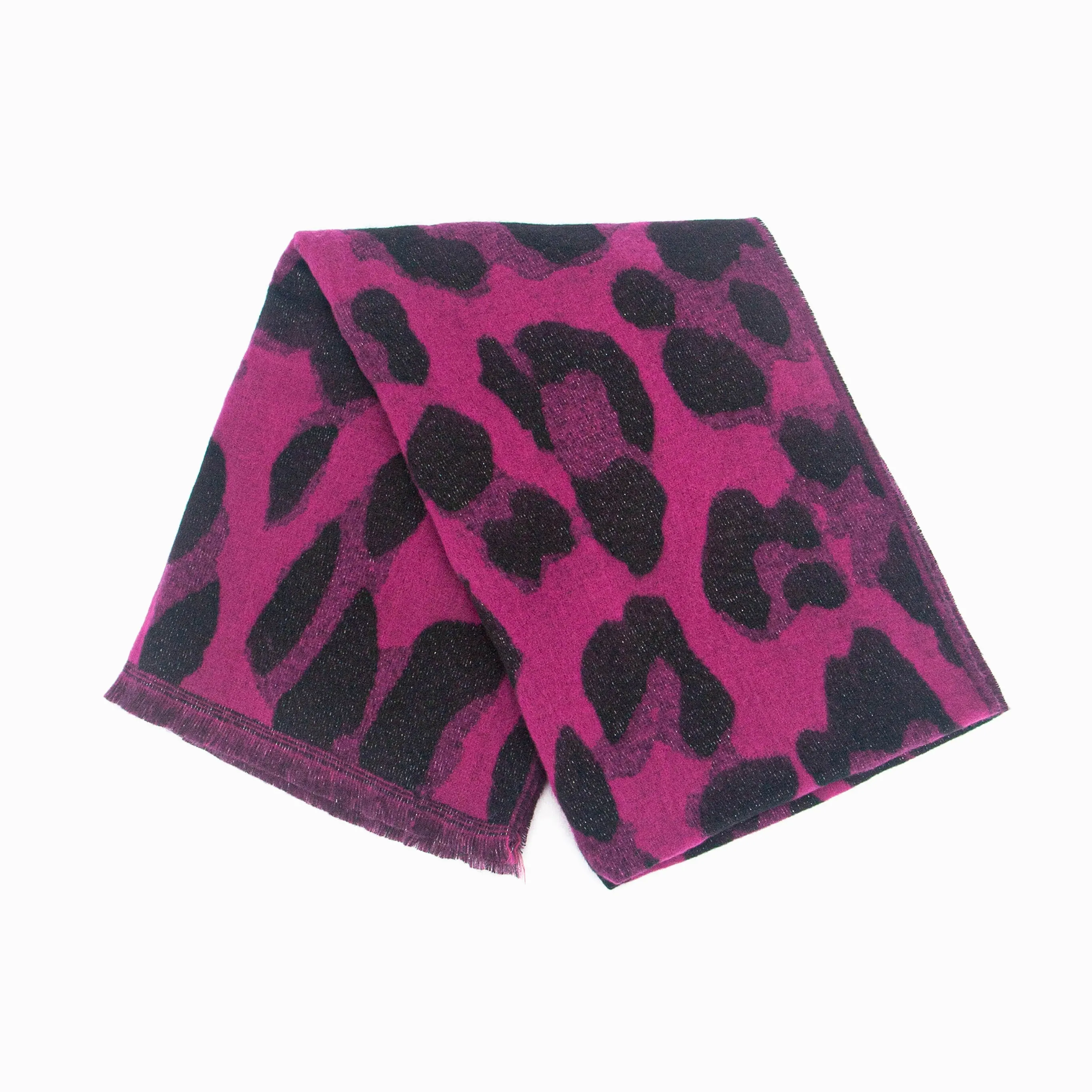 Jamie Heavyweight Scarf - Black/Fuchsia, Leopard