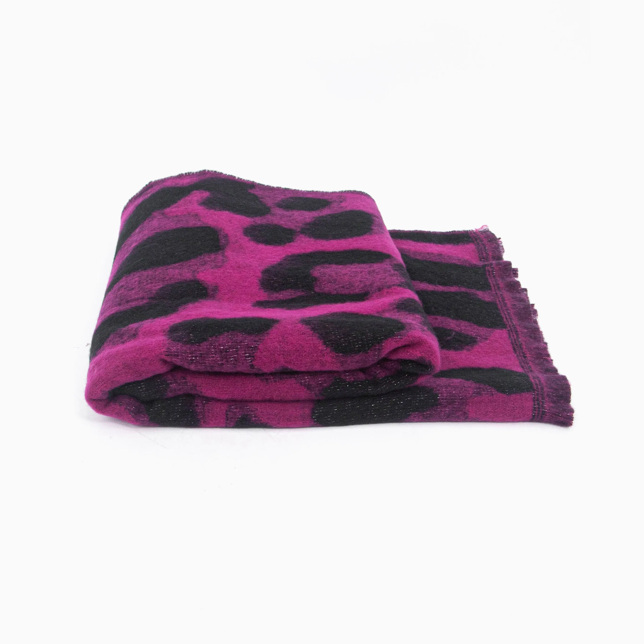 Jamie Heavyweight Scarf - Black/Fuchsia, Leopard