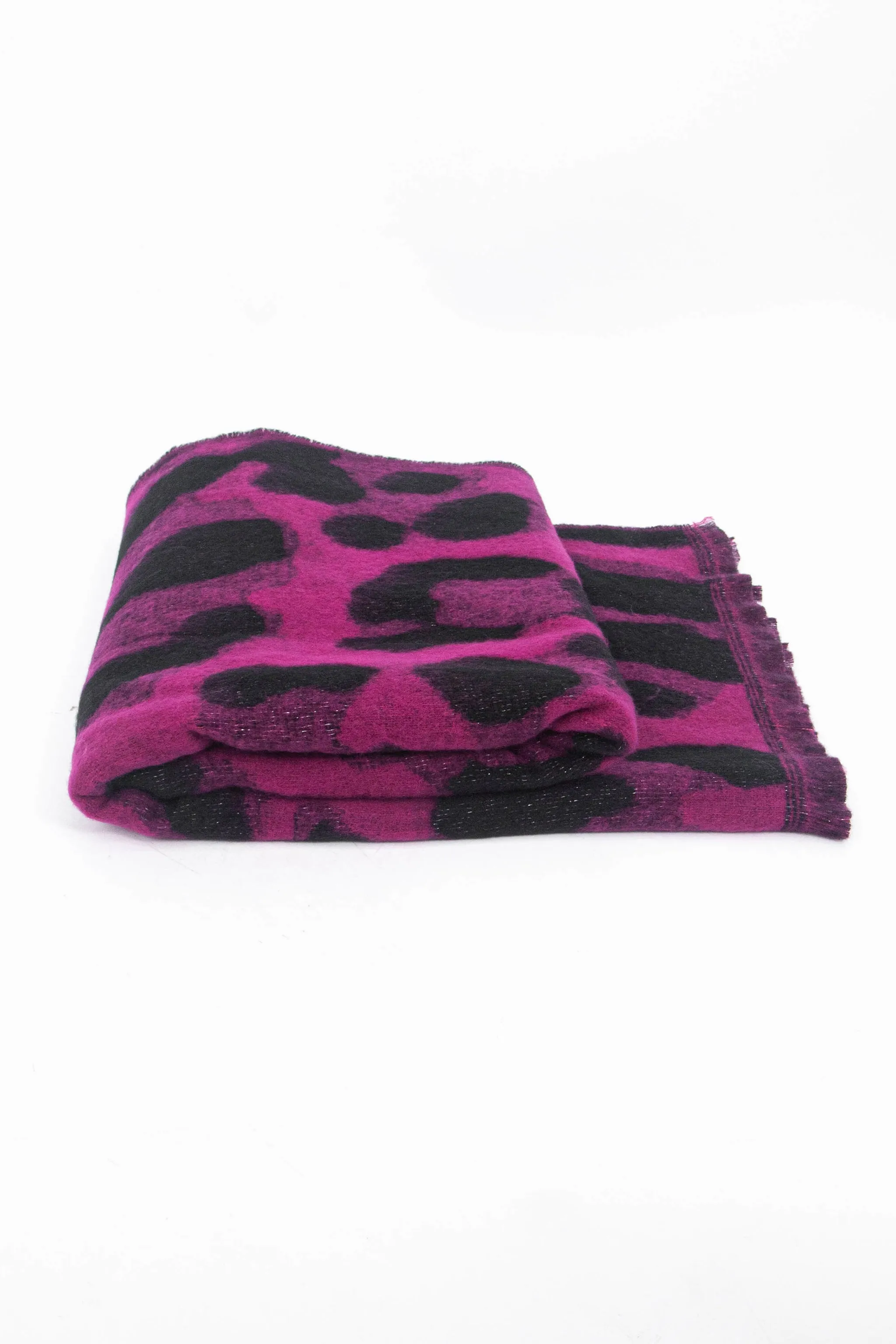 Jamie Heavyweight Scarf - Black/Fuchsia, Leopard