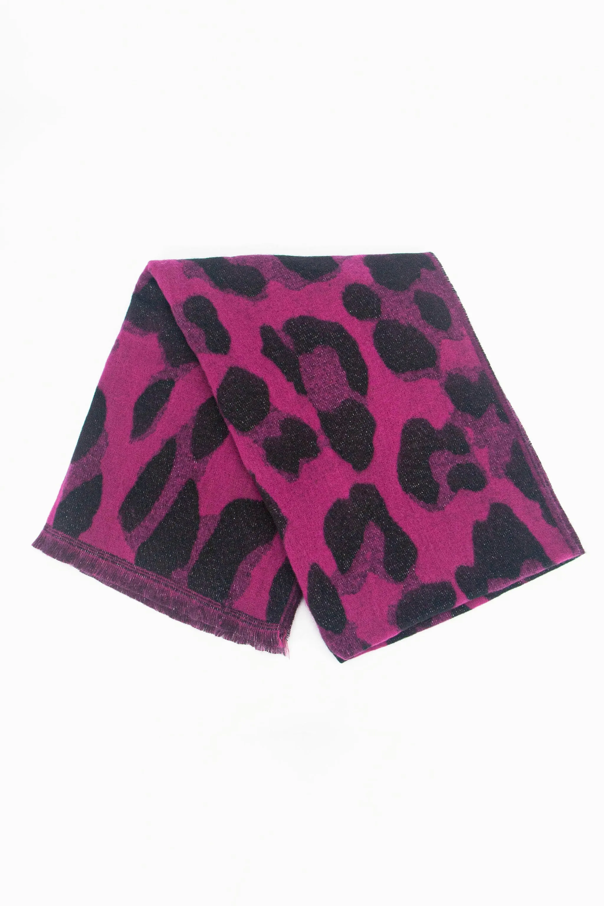 Jamie Heavyweight Scarf - Black/Fuchsia, Leopard