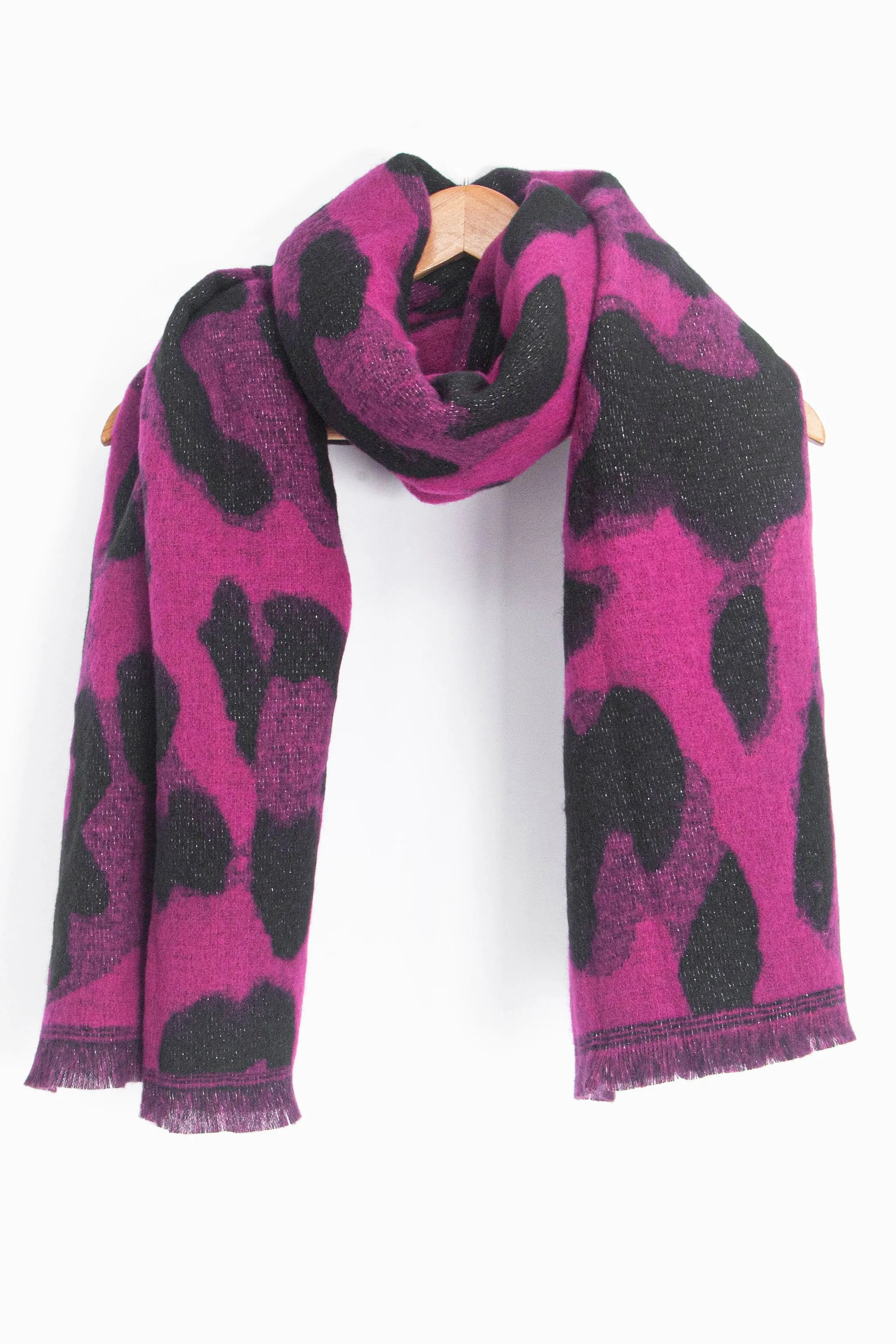 Jamie Heavyweight Scarf - Black/Fuchsia, Leopard