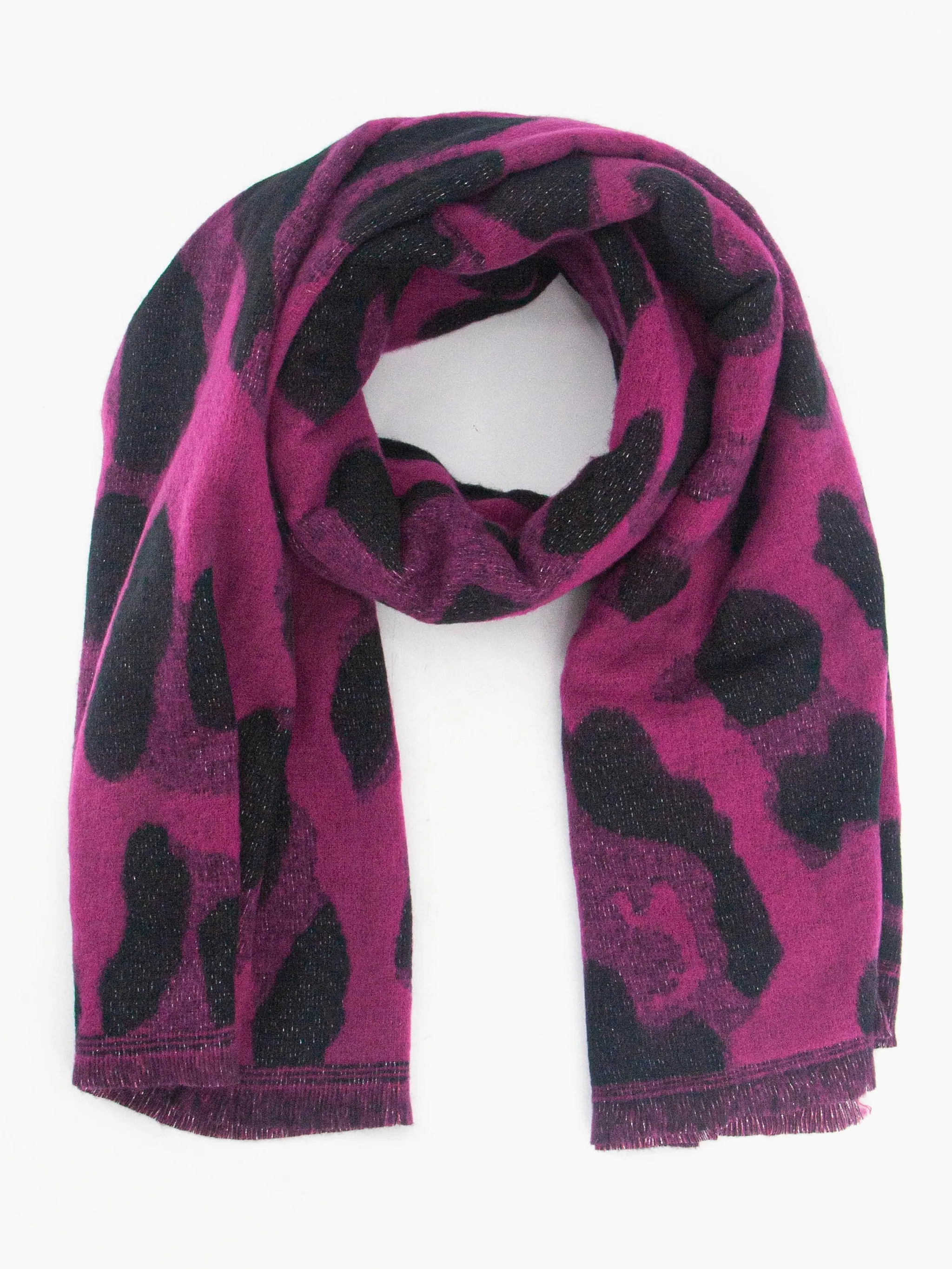 Jamie Heavyweight Scarf - Black/Fuchsia, Leopard