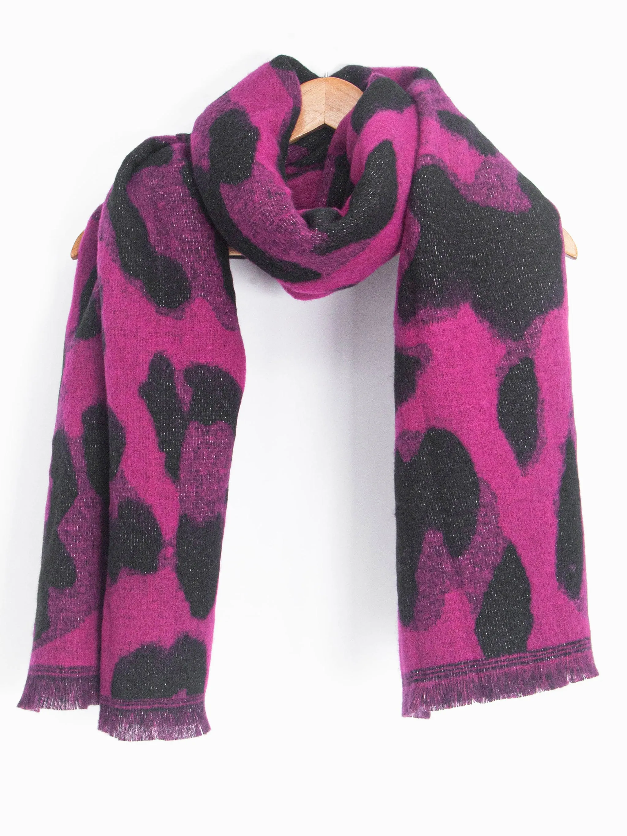 Jamie Heavyweight Scarf - Black/Fuchsia, Leopard