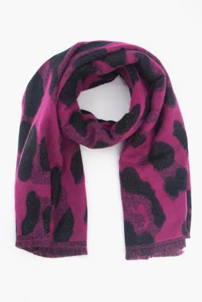 Jamie Heavyweight Scarf - Black/Fuchsia, Leopard