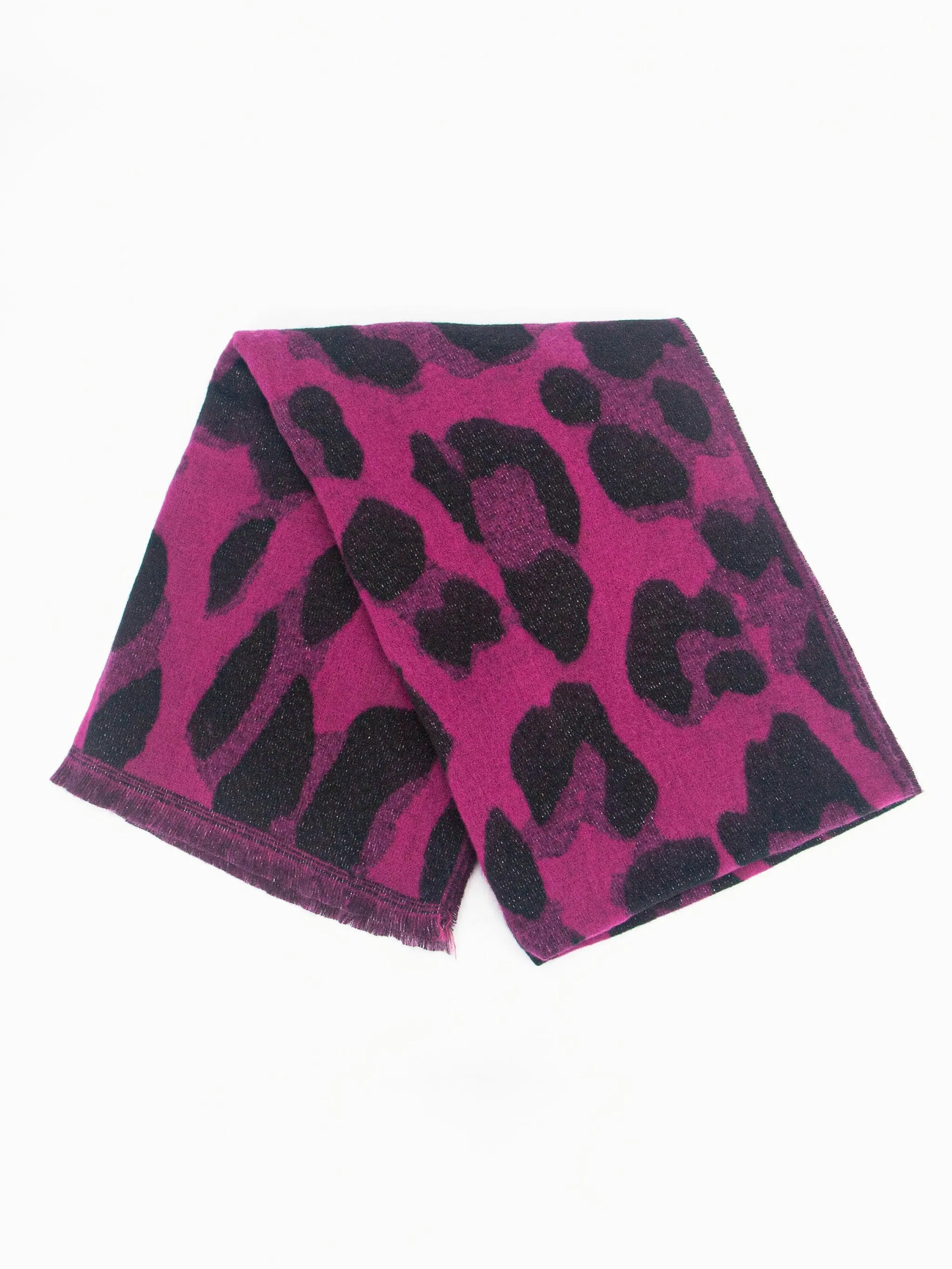 Jamie Heavyweight Scarf - Black/Fuchsia, Leopard