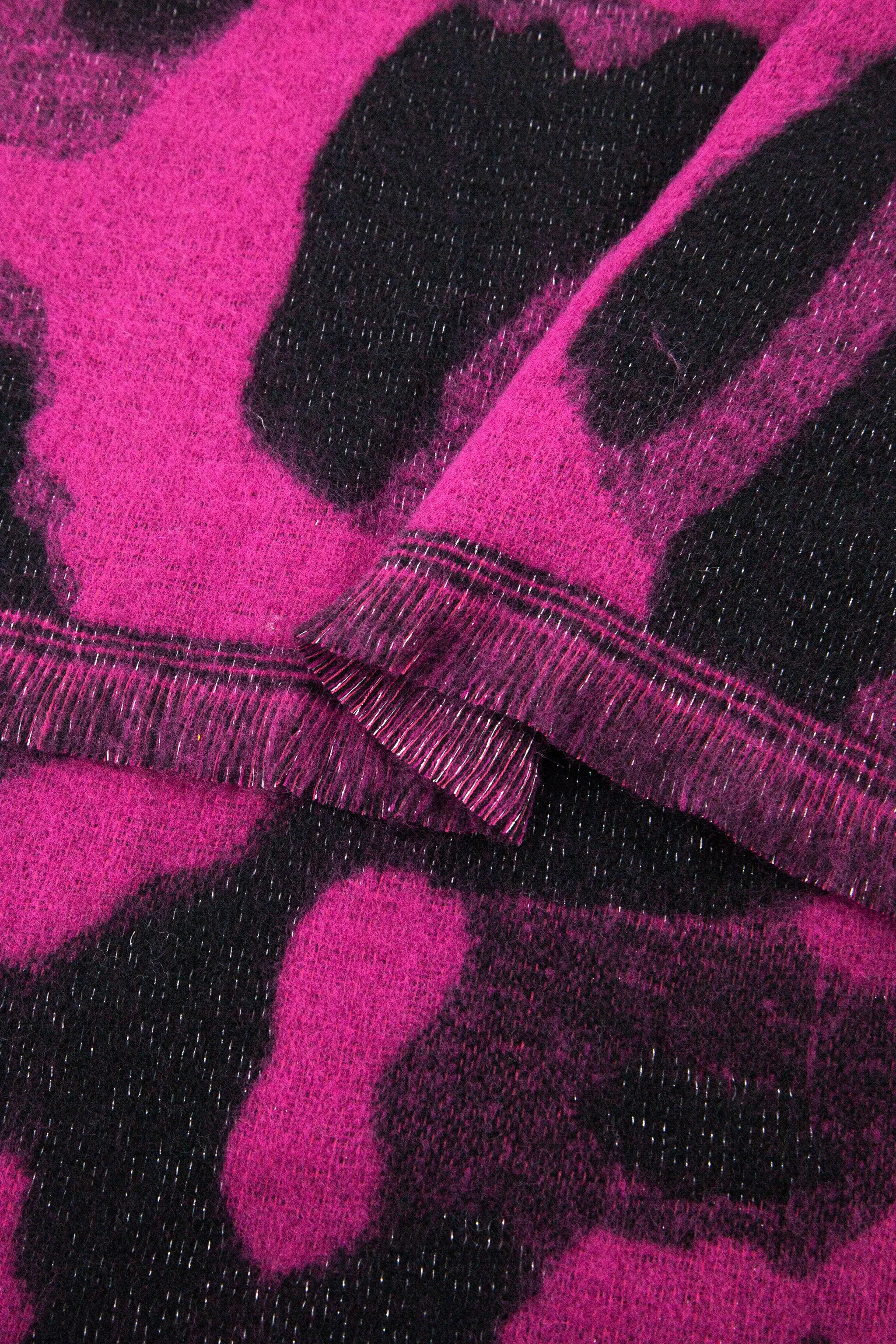 Jamie Heavyweight Scarf - Black/Fuchsia, Leopard