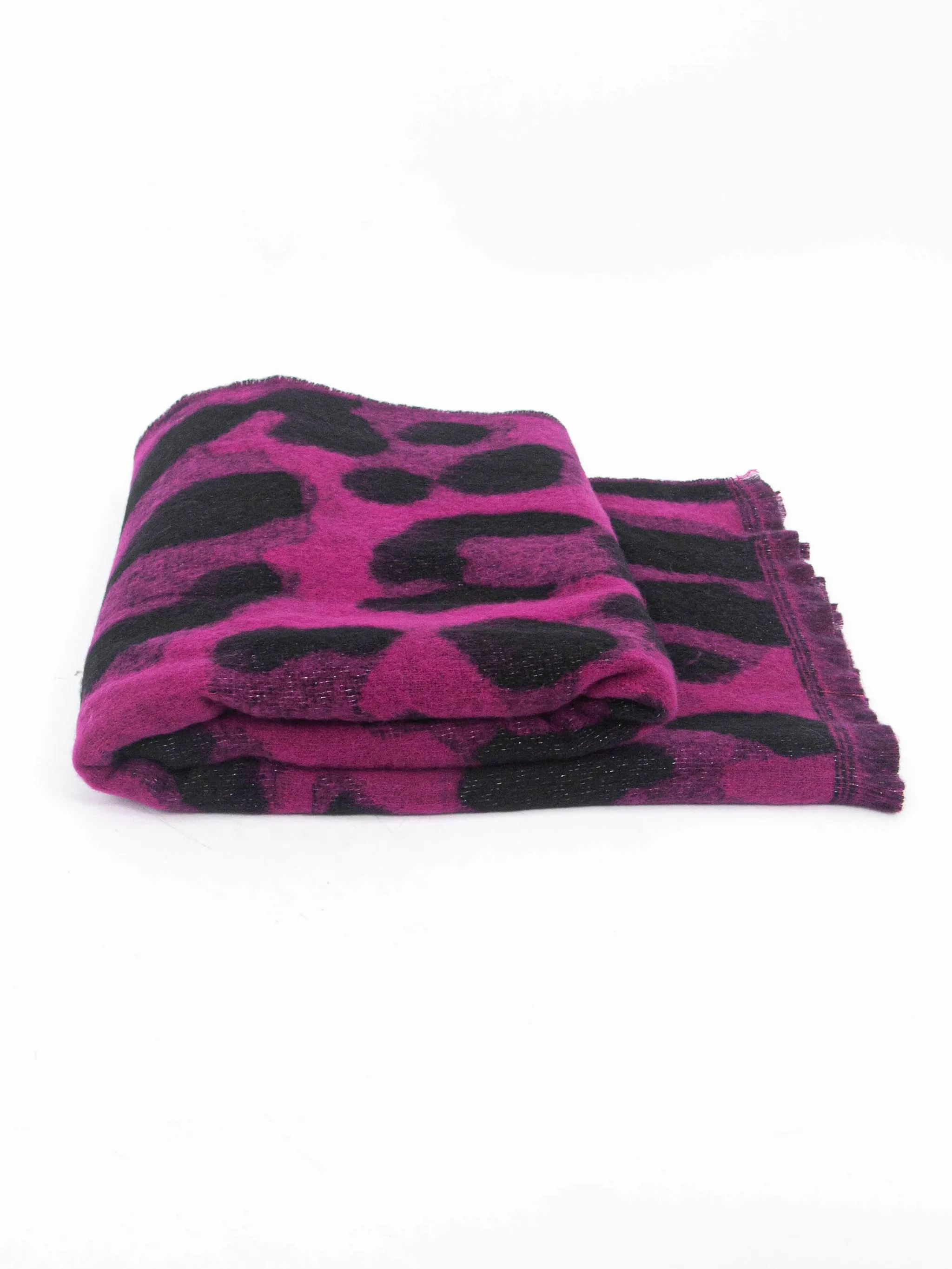 Jamie Heavyweight Scarf - Black/Fuchsia, Leopard