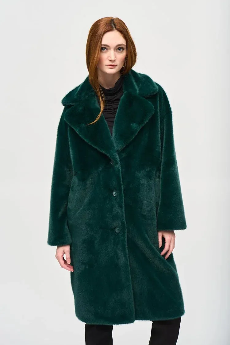 Joseph Ribkoff Absolute Green  Faux Fur Straight Coat