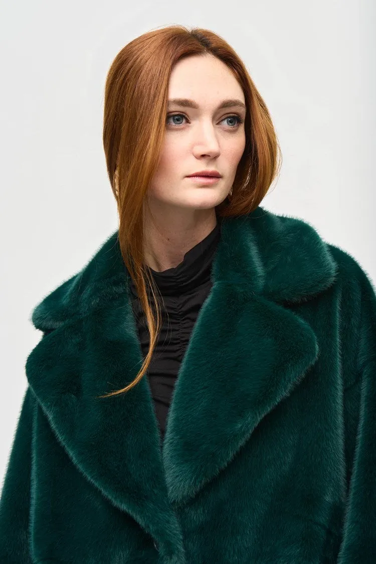 Joseph Ribkoff Absolute Green  Faux Fur Straight Coat