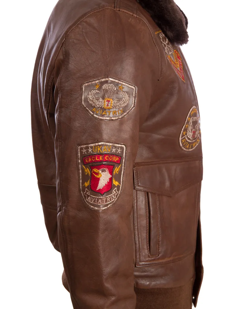 JWR3 Men's Aviator Bomber Jacket - Cocoa