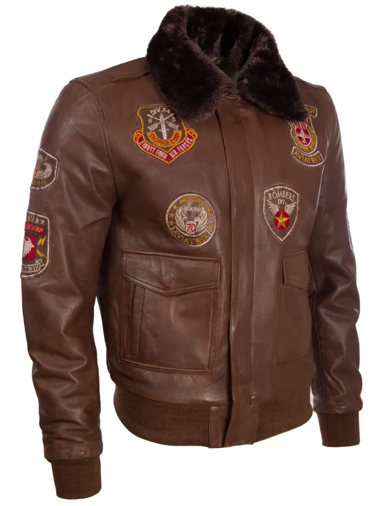 JWR3 Men's Aviator Bomber Jacket - Cocoa