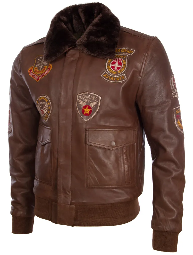 JWR3 Men's Aviator Bomber Jacket - Cocoa