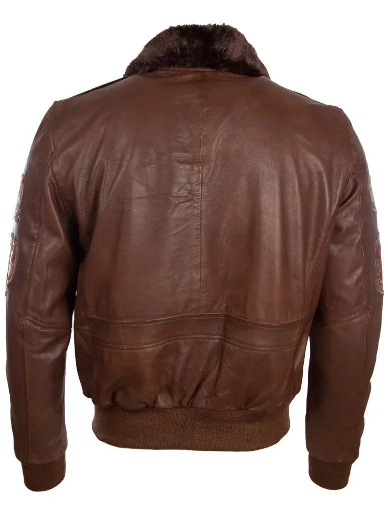 JWR3 Men's Aviator Bomber Jacket - Cocoa