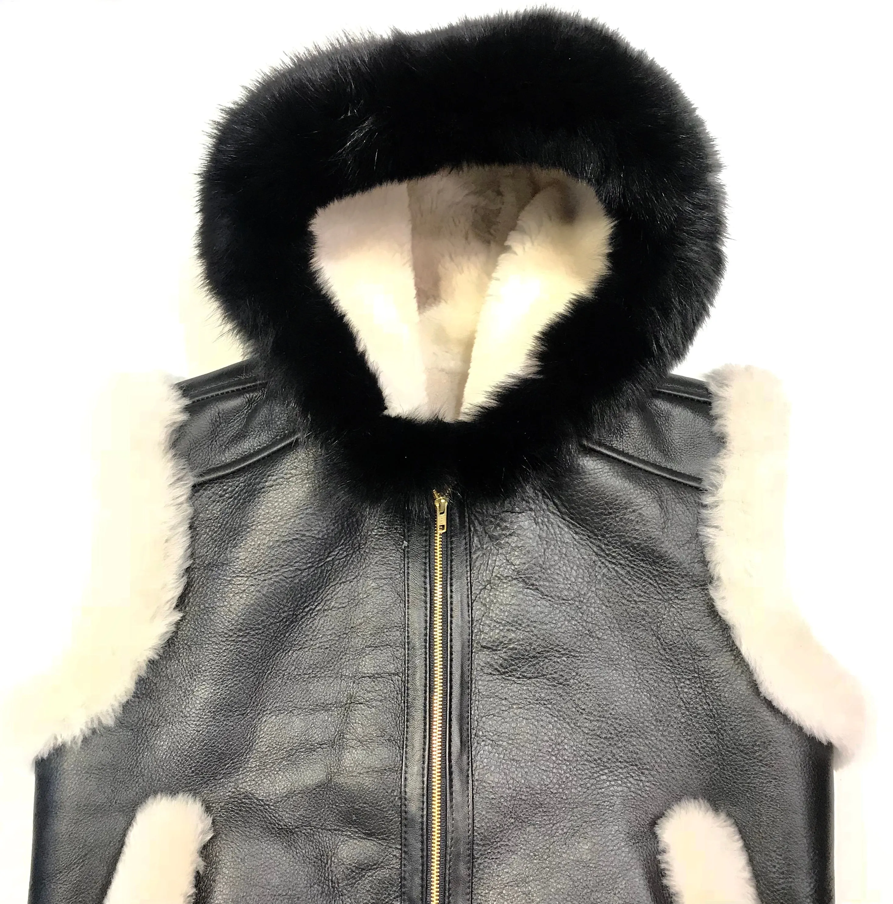 Kashani Jet Black Fox Fur Shearling Vest