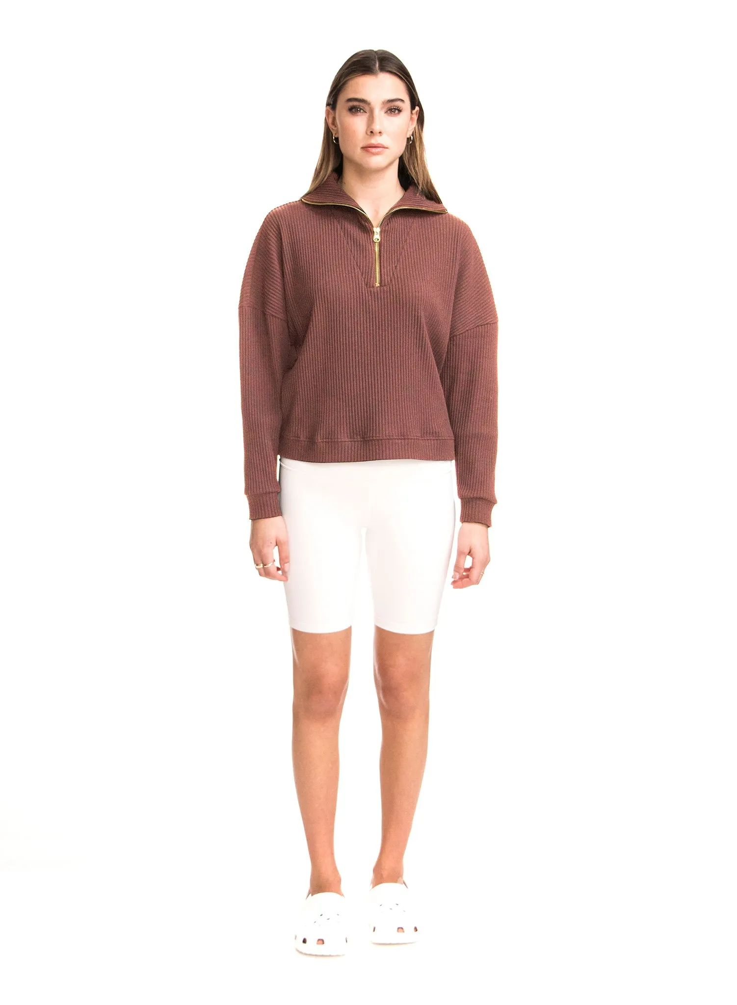 KATERINA - Mock Neck Half-Zip Sweatshirt