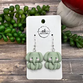 Kawaii Elephant Adorable Animal  Earrings, Hypoallergenic Gift - Animal