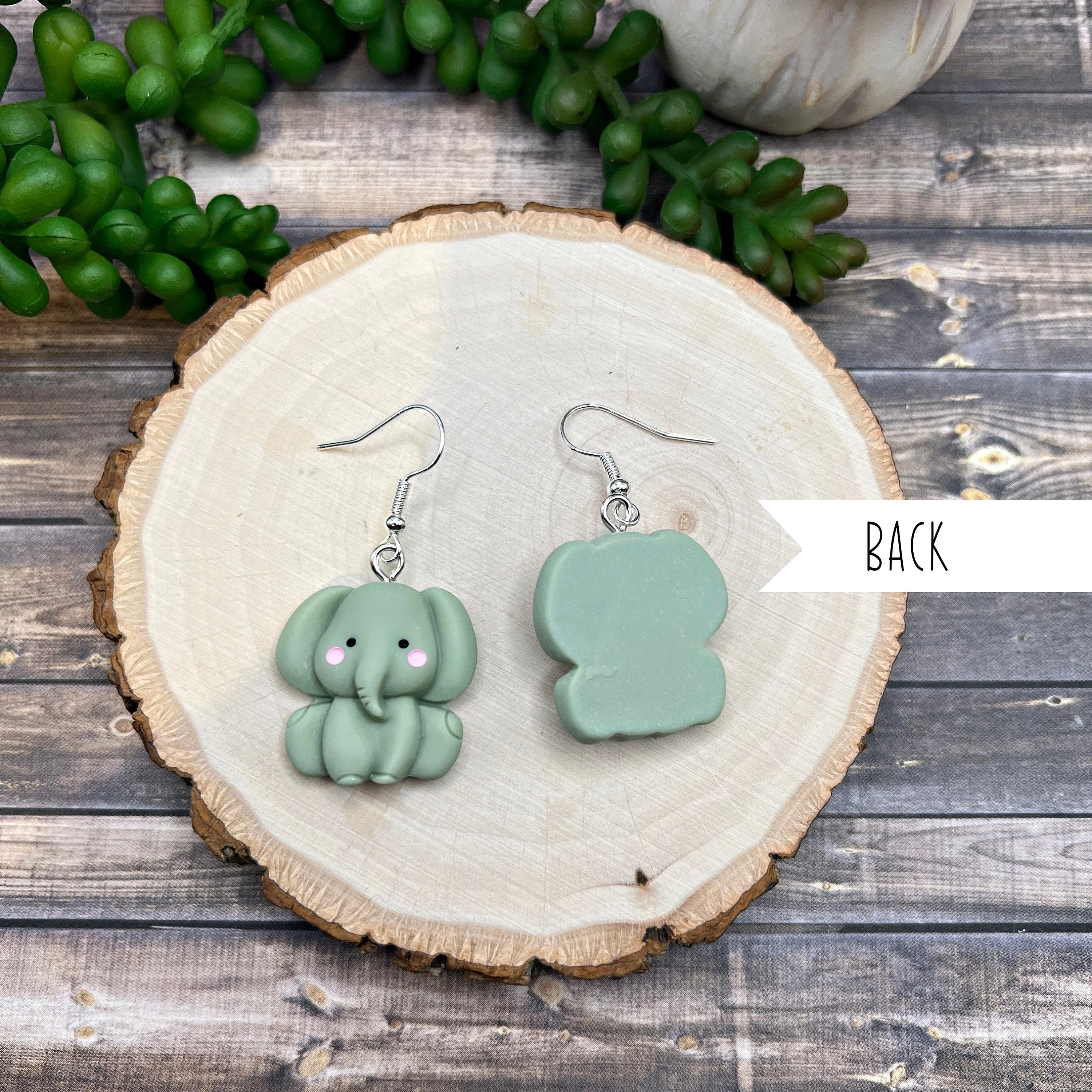 Kawaii Elephant Adorable Animal  Earrings, Hypoallergenic Gift - Animal