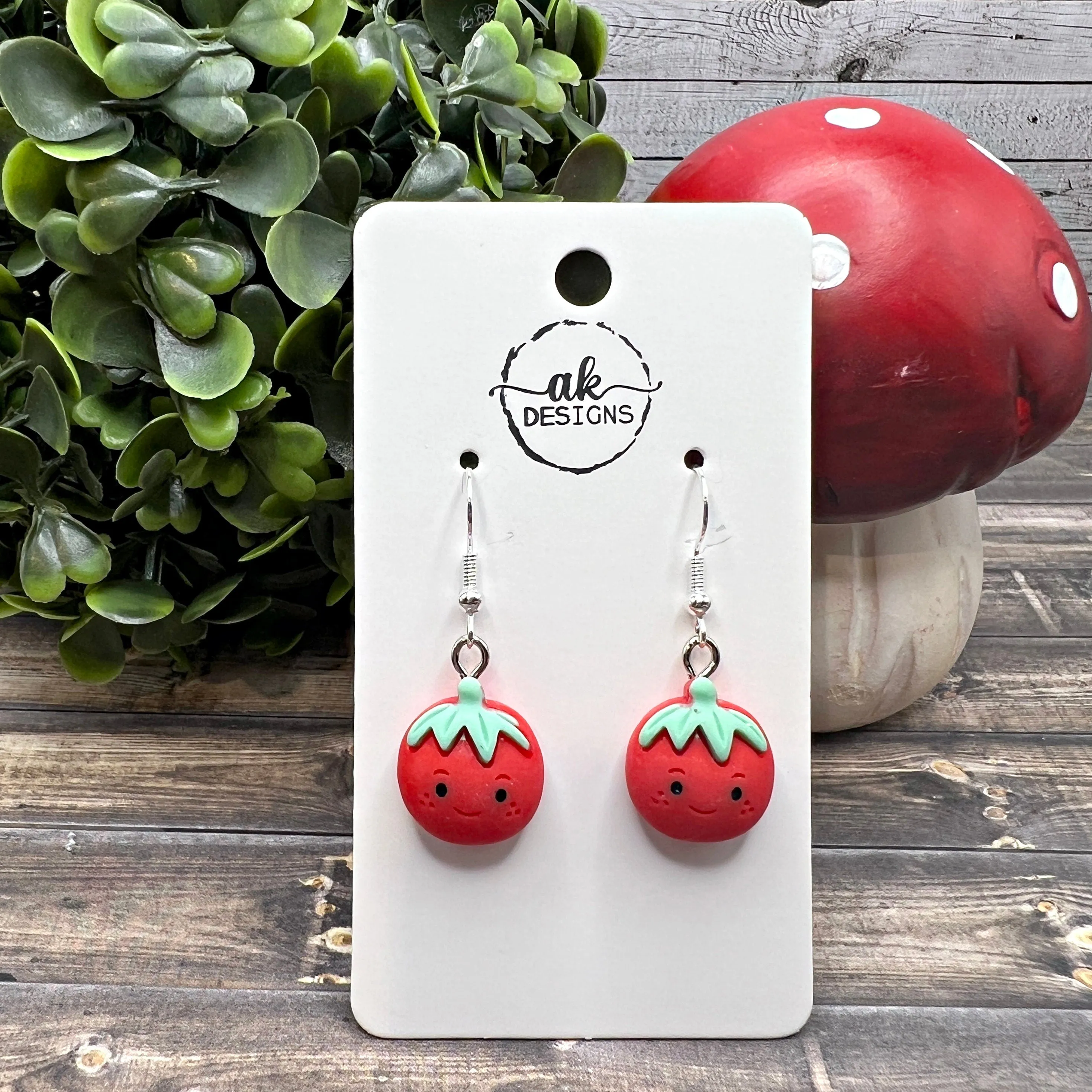 Kawaii Tomato Cartoon Veggie Vegetable Friends Cute  Earrings, Hypoallergenic Gift