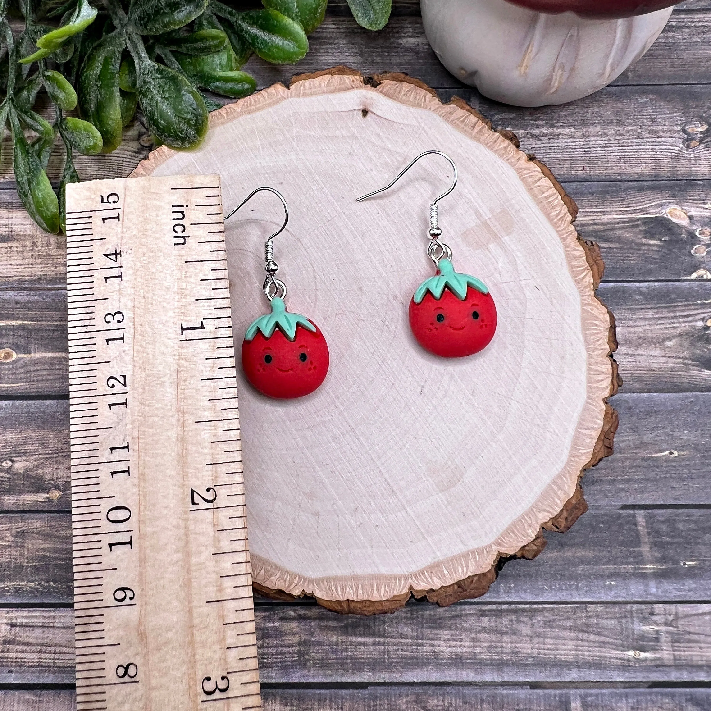 Kawaii Tomato Cartoon Veggie Vegetable Friends Cute  Earrings, Hypoallergenic Gift