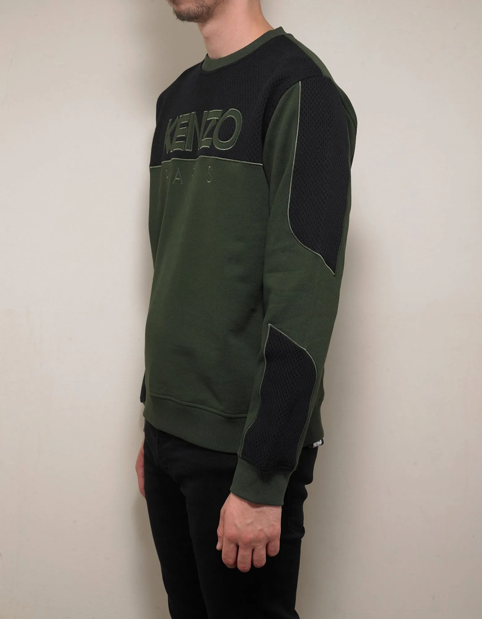 Khaki Dual-Fabric Sweatshirt