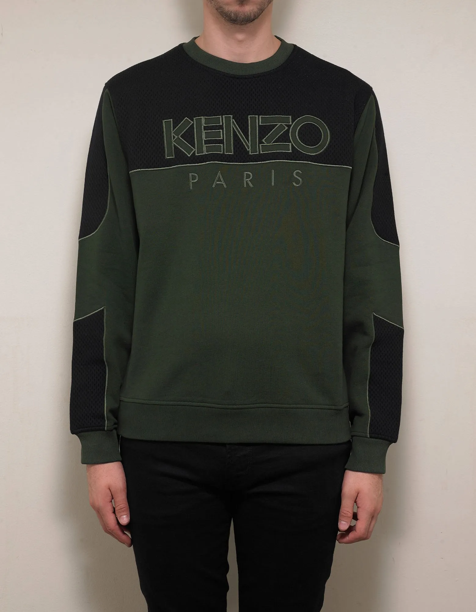 Khaki Dual-Fabric Sweatshirt