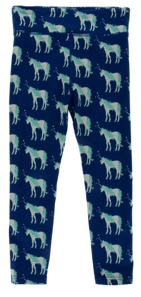 KicKee Pants Flag Blue Unicorns Performance Jersey Leggings