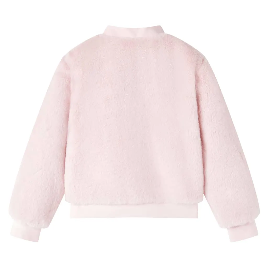 Kids' Soft Pink Faux Fur Jacket - Warm, Stylish & Comfortable for Ages 7-8 | Size 128