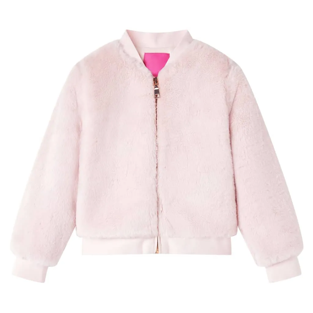 Kids' Soft Pink Faux Fur Jacket - Warm, Stylish & Comfortable for Ages 7-8 | Size 128