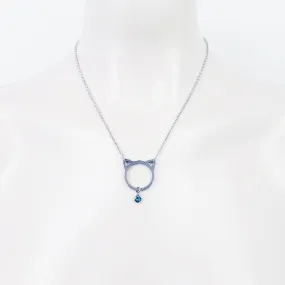 Kitten Day Collar, Stainless Steel with Gemstone Pendant. Discreet Day Collar for Submissive, Pet Play, DDLG, BDSM