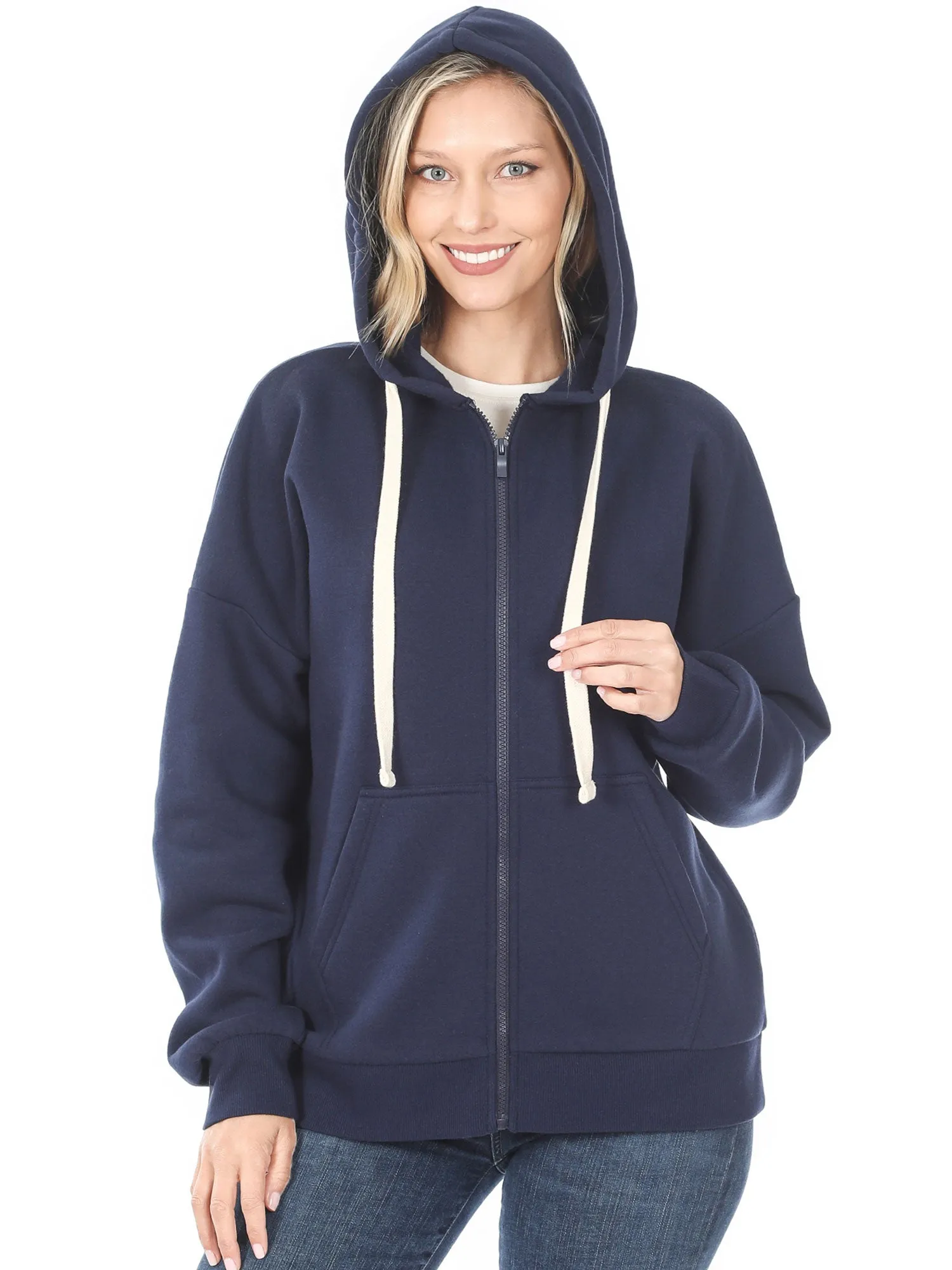 KOGMO Women's Fleece Hoodie Jacket with Kangaroo Pockets