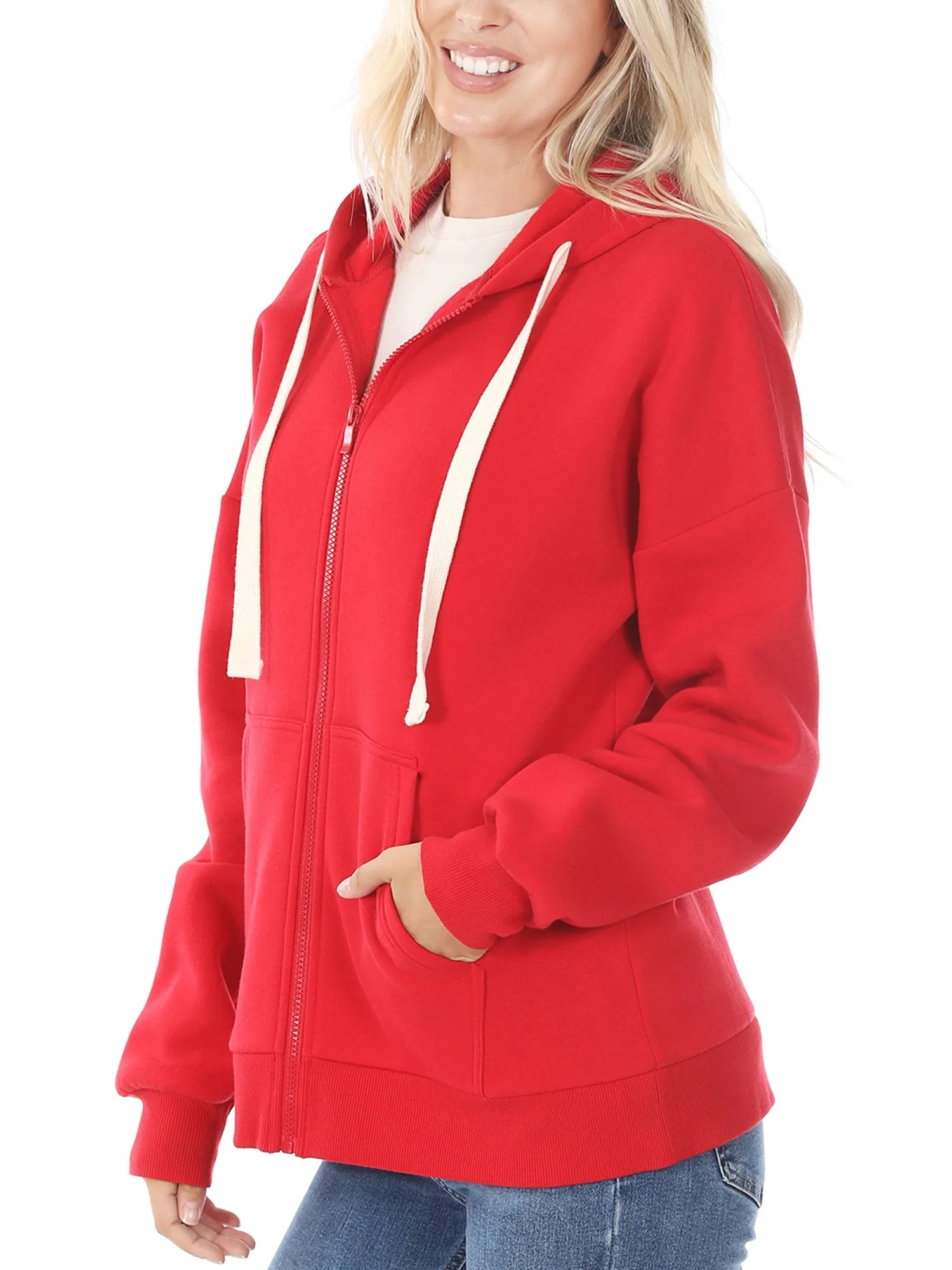 KOGMO Women's Fleece Hoodie Jacket with Kangaroo Pockets