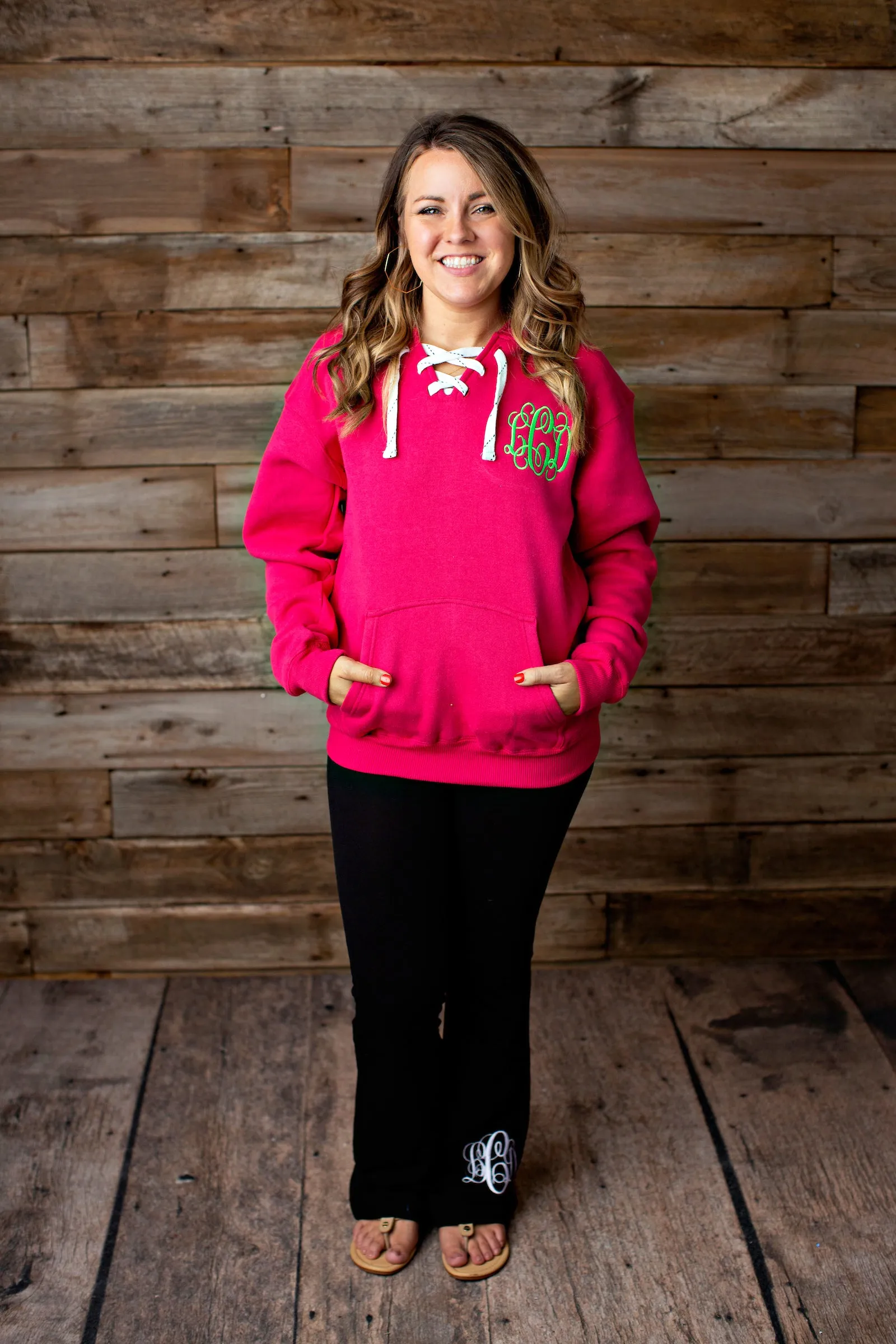 Lace Up Monogrammed Hoodie - 2020