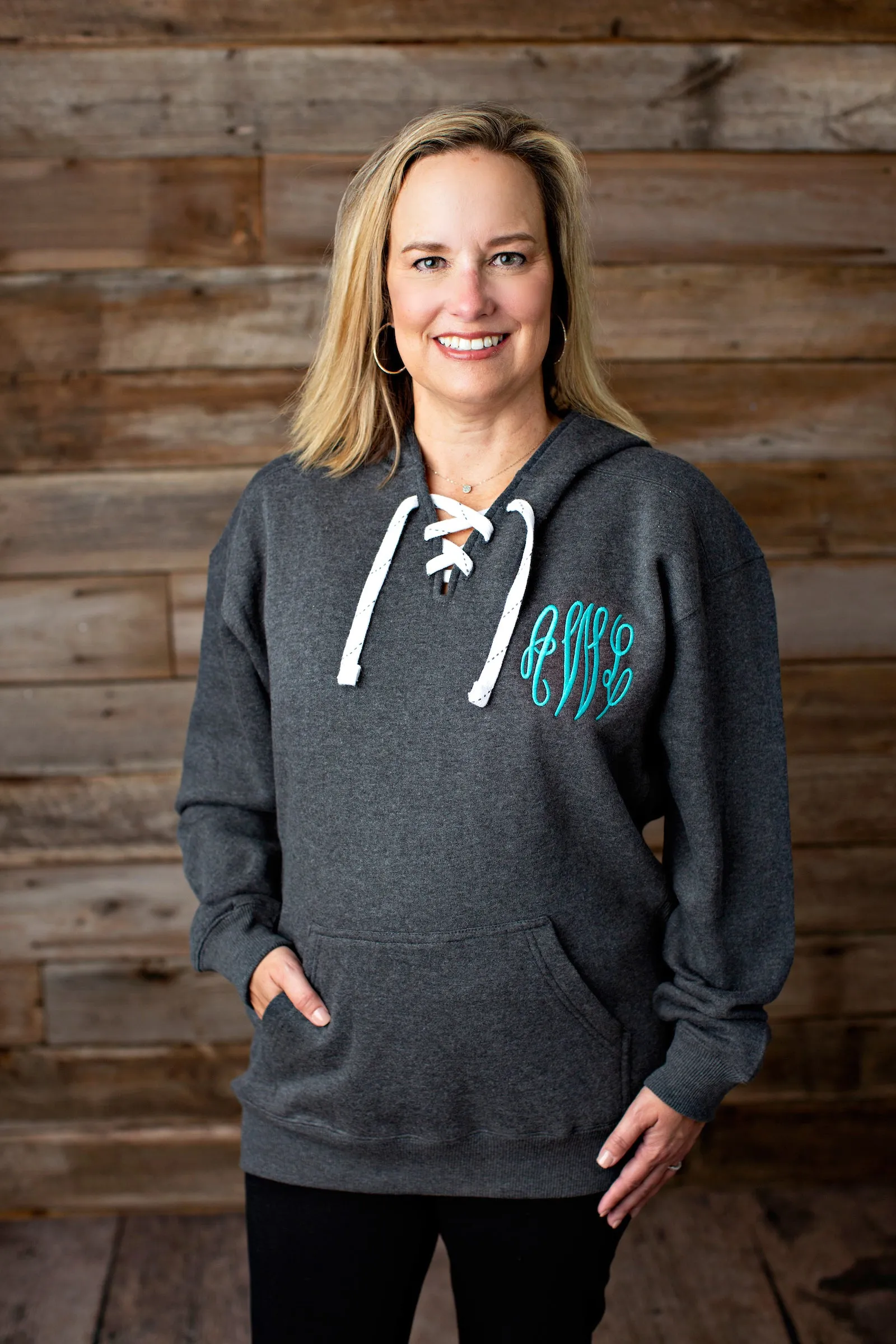 Lace Up Monogrammed Hoodie - 2020