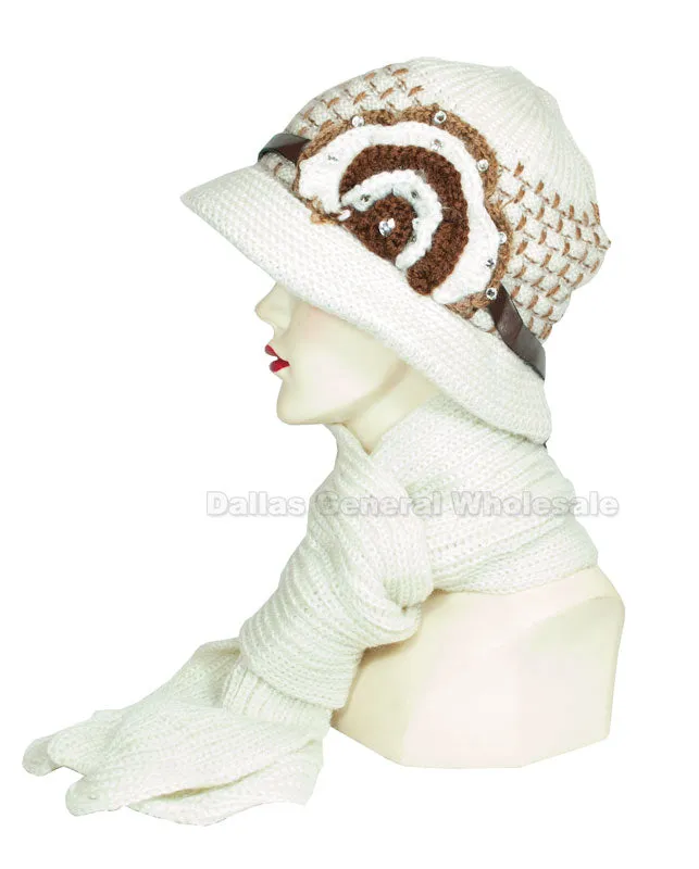 Ladies Visor Winter Beanie Cap with Scarf Set Wholesale