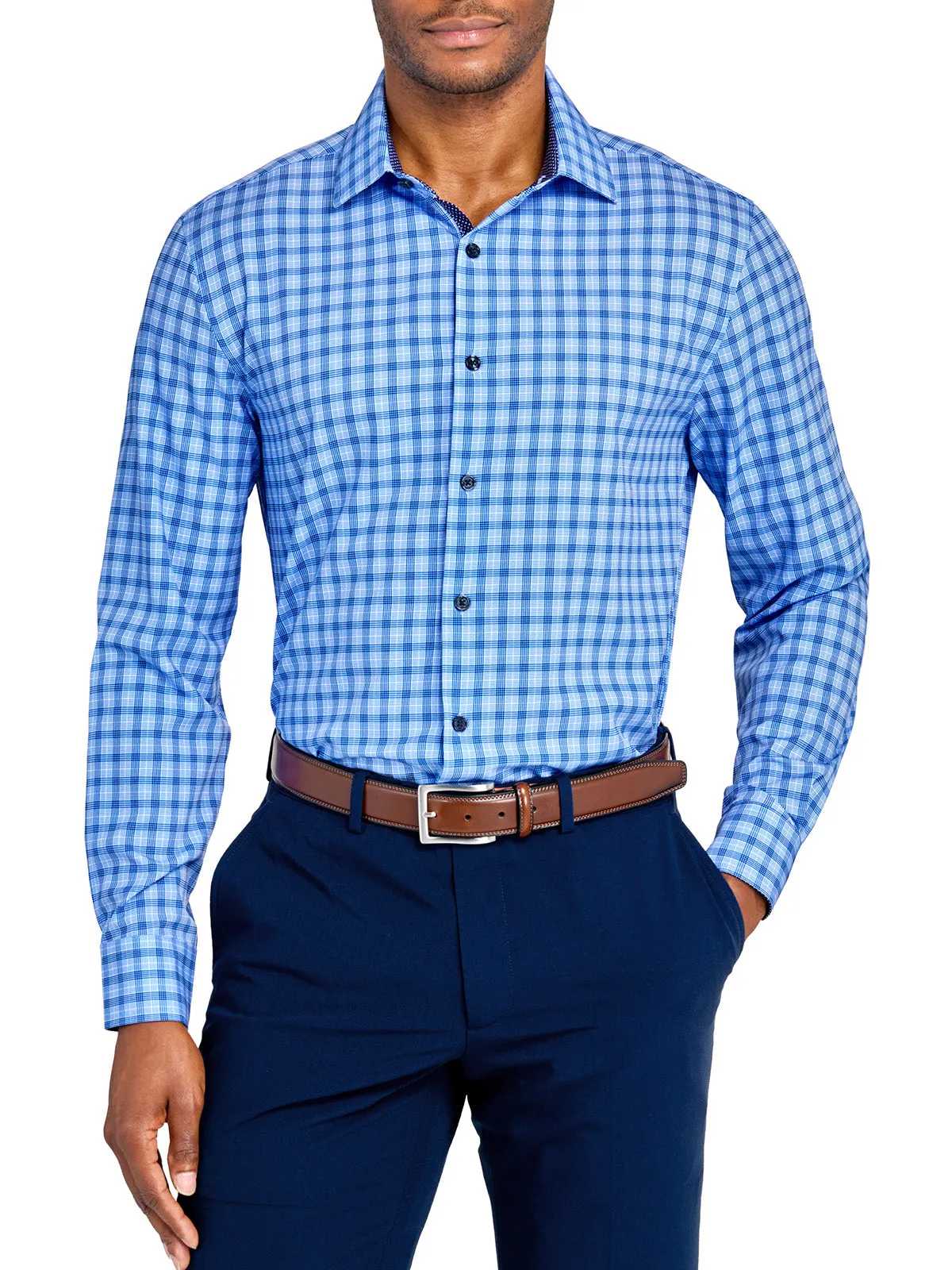 Large Plaid Performance Dress Shirt