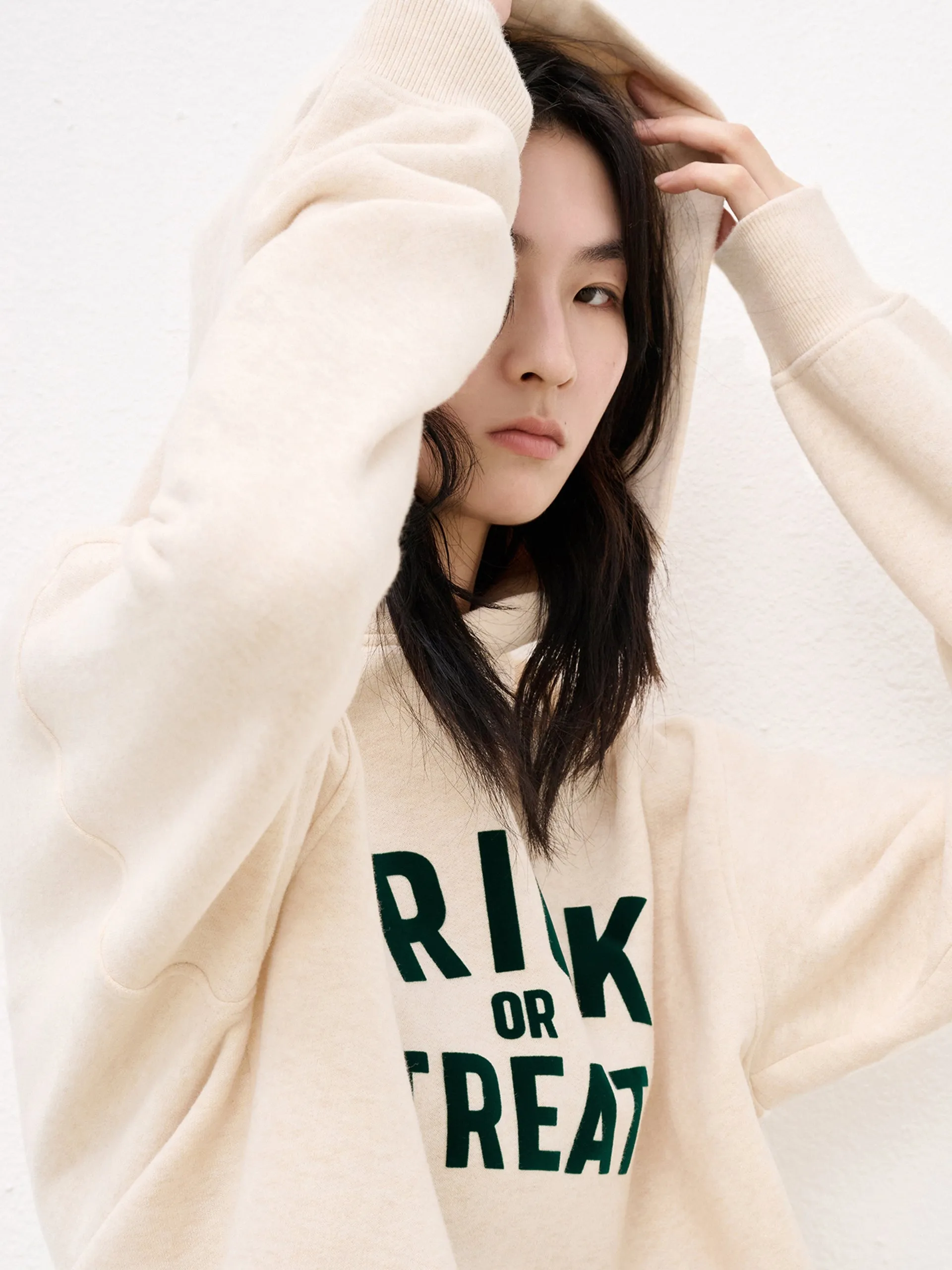 Letter Flocking Hooded Sweatshirt