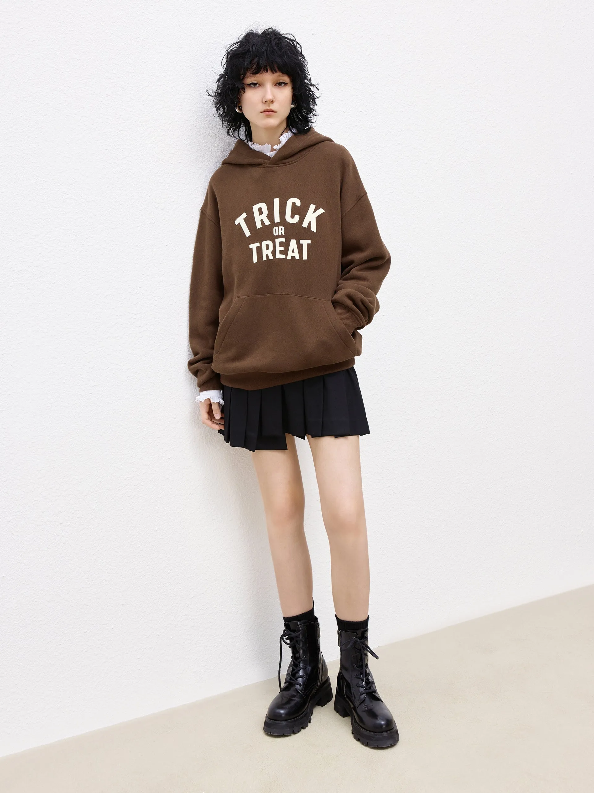 Letter Flocking Hooded Sweatshirt