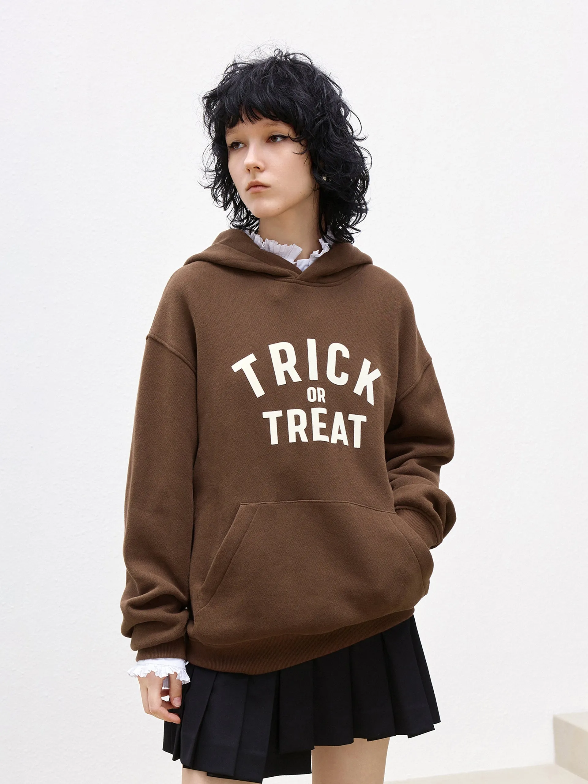 Letter Flocking Hooded Sweatshirt